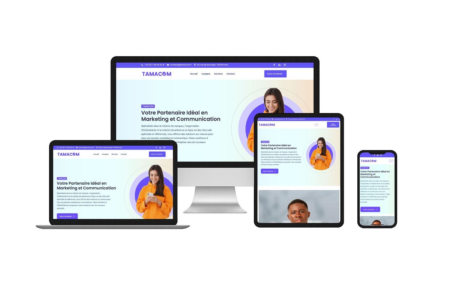 TAMACOM — site web professionnel développé par Anide DEV